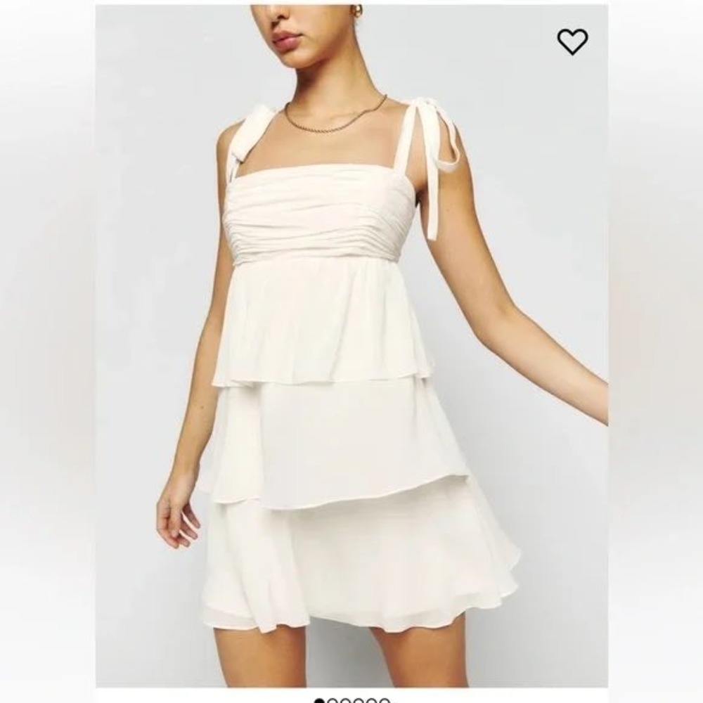REFORMATION XL 
Avni Dress In ivory White fancy party ruffle formal‎ mini BRIDAL